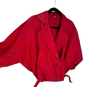 1980s vintage red moto jacket cotton.  Size US 10-12. Medium.